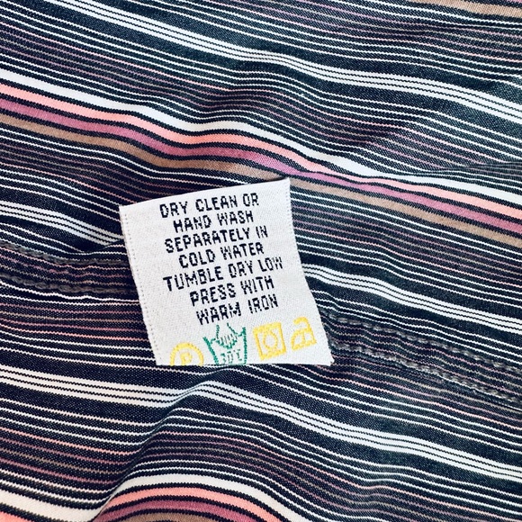 Bugatchi Uomo Button Down Shirt Flip Cuffs Stripes Large Men 100% Cotton Purple - Picture 11 of 12